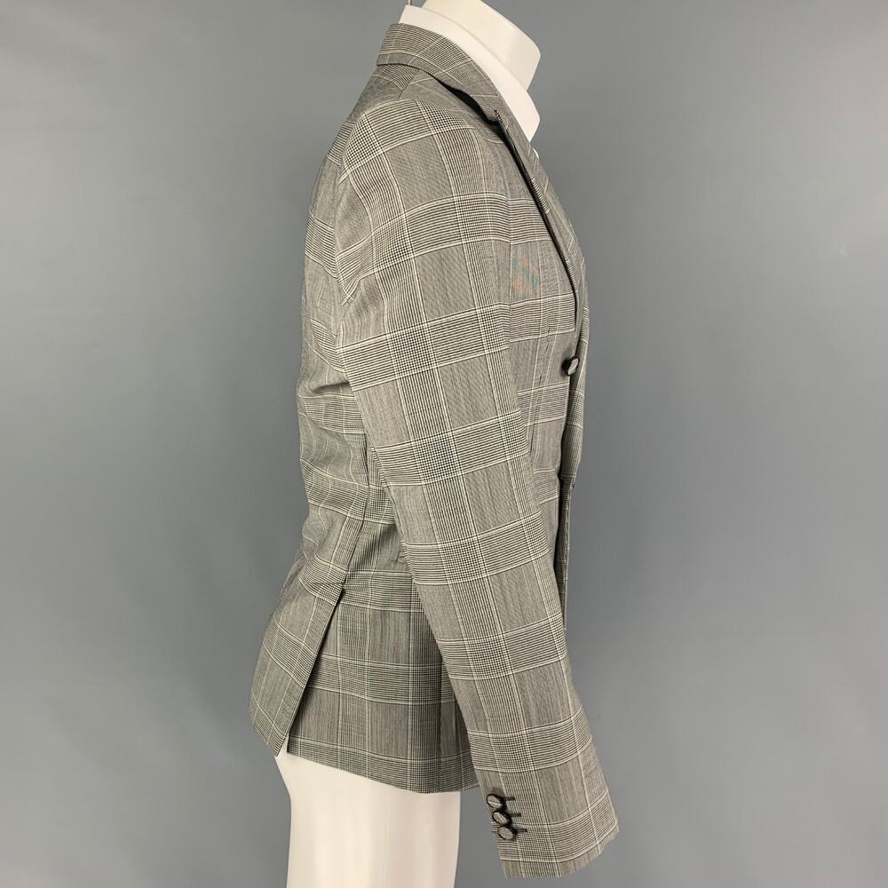 EMPORIO ARMANI Size 38 Black White Glenplaid Wool Mohair Sport Coat - Picture 2 of 7